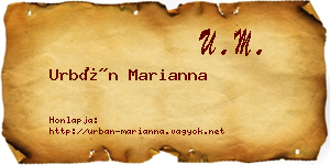 Urbán Marianna névjegykártya